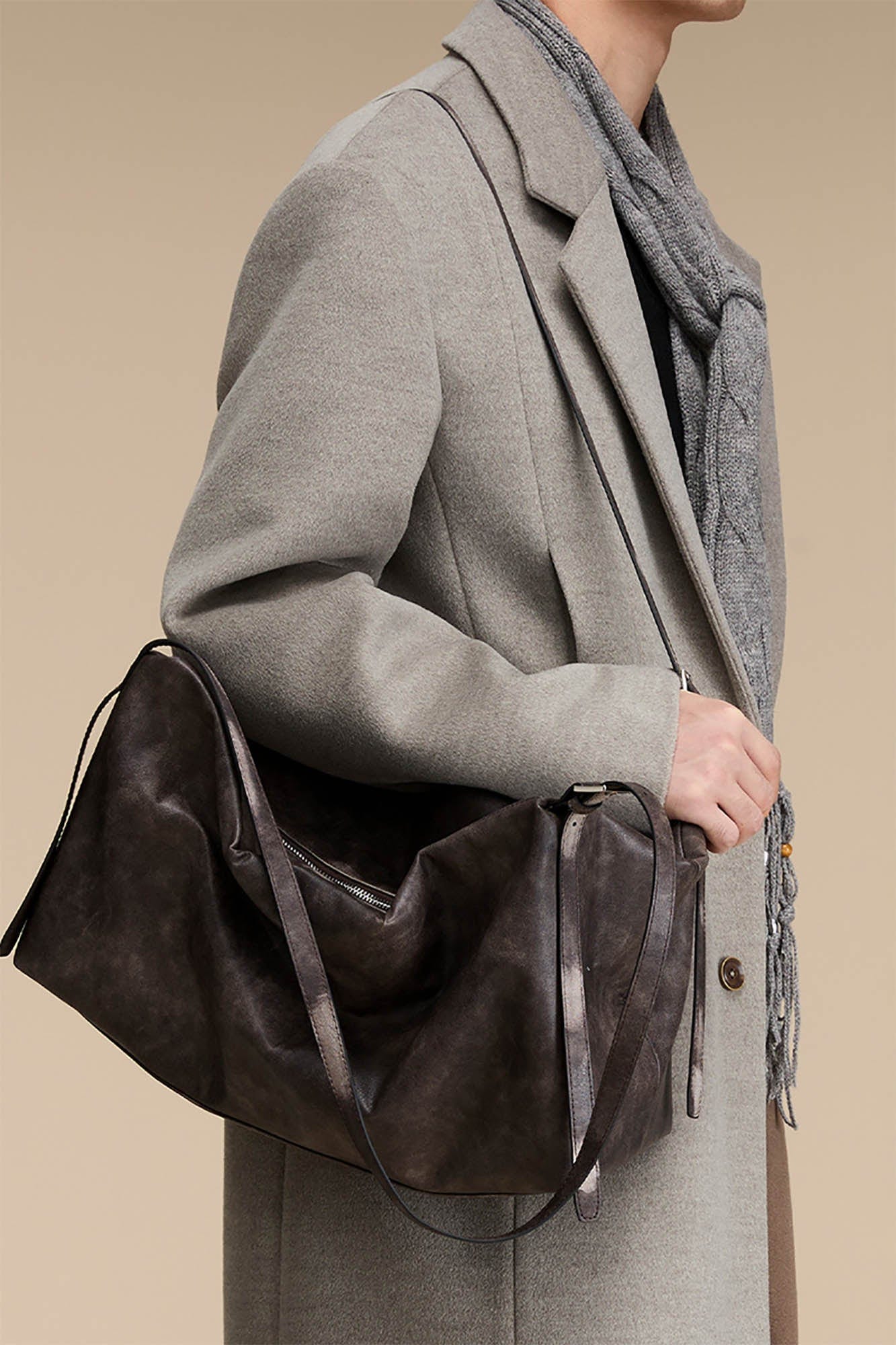 Sac à bandoulière stylé à double sangle -  simili cuir - Sac à bandoulière élégant avec doubles sangles