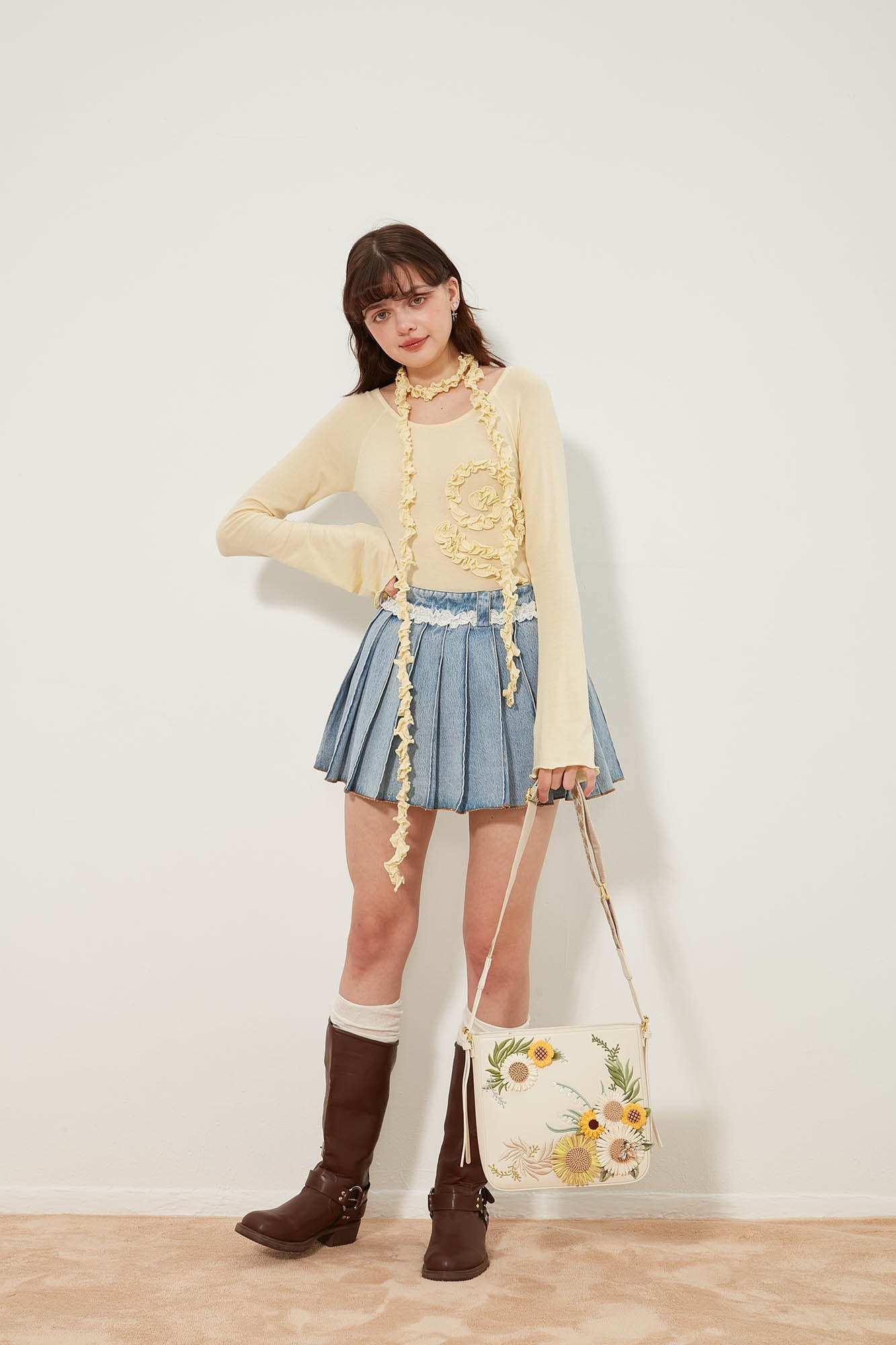 Sac brodé de tournesol chic -  sac bandoulière ajustable - Sac brodé de tournesol chic pour un style bohème élégant