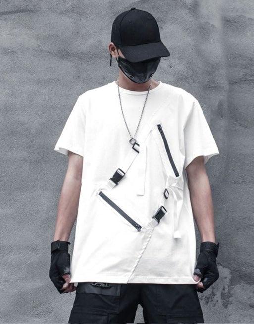 Sac de poitrine noir chic -  sac avec poches - Sac de poitrine noir chic pour un look techwear élégant