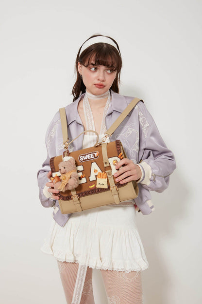 Sac à dos en peluche avec rabat -  sac à dos pour enfants - Sac à dos en peluche au design ours pour enfants