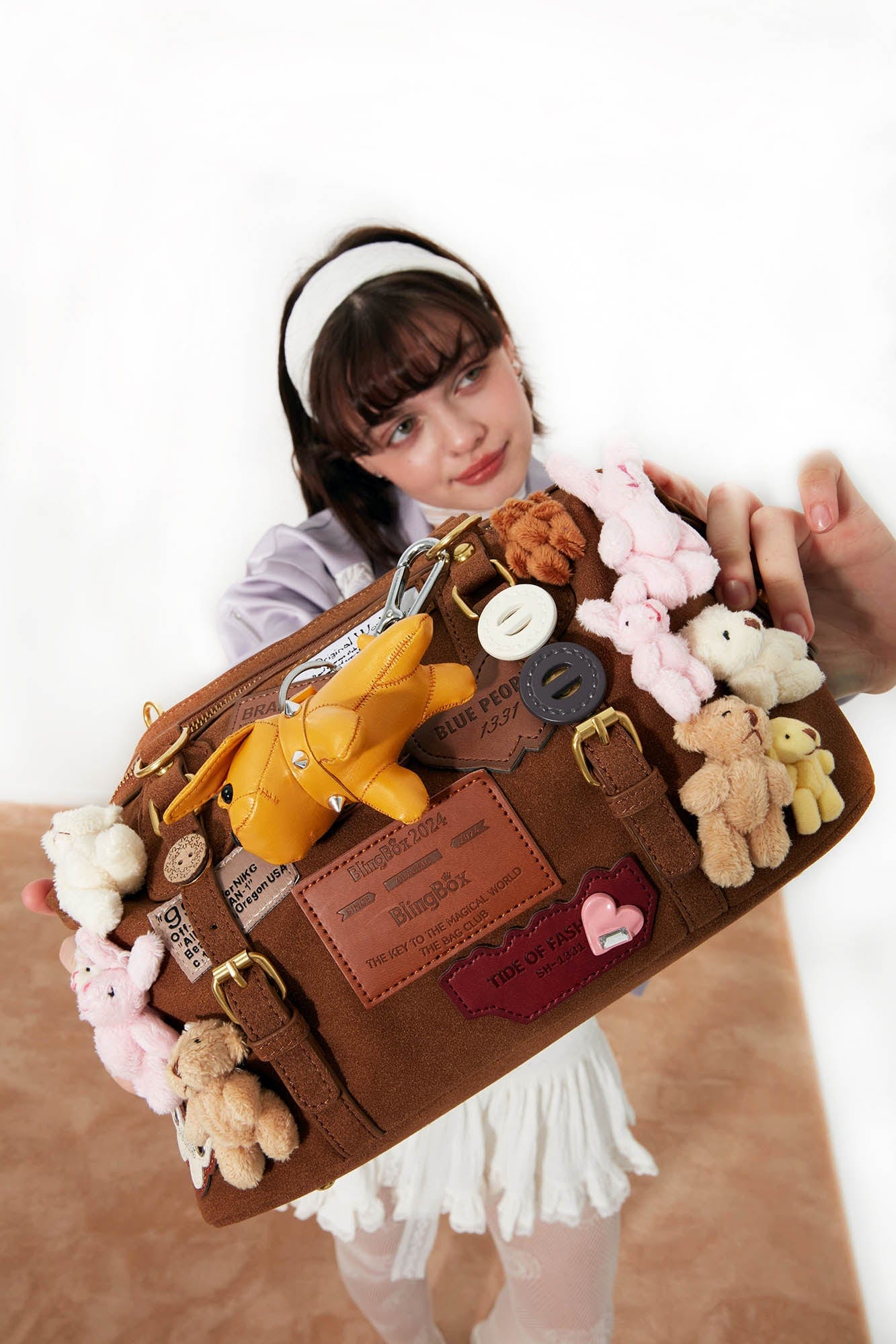 Sac à Dos Éléphant Charmant - sac à dos en suède - Sac à Dos Éléphant avec Détails en Peluche