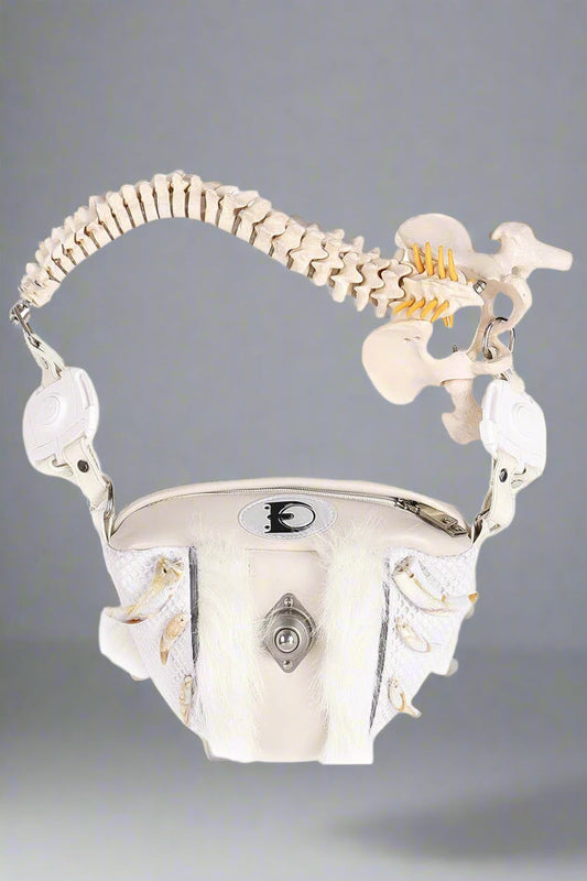 Sac en fourrure inspiré des squelettes - sac fourrure - Sac à main en fausse fourrure inspiré des squelettes