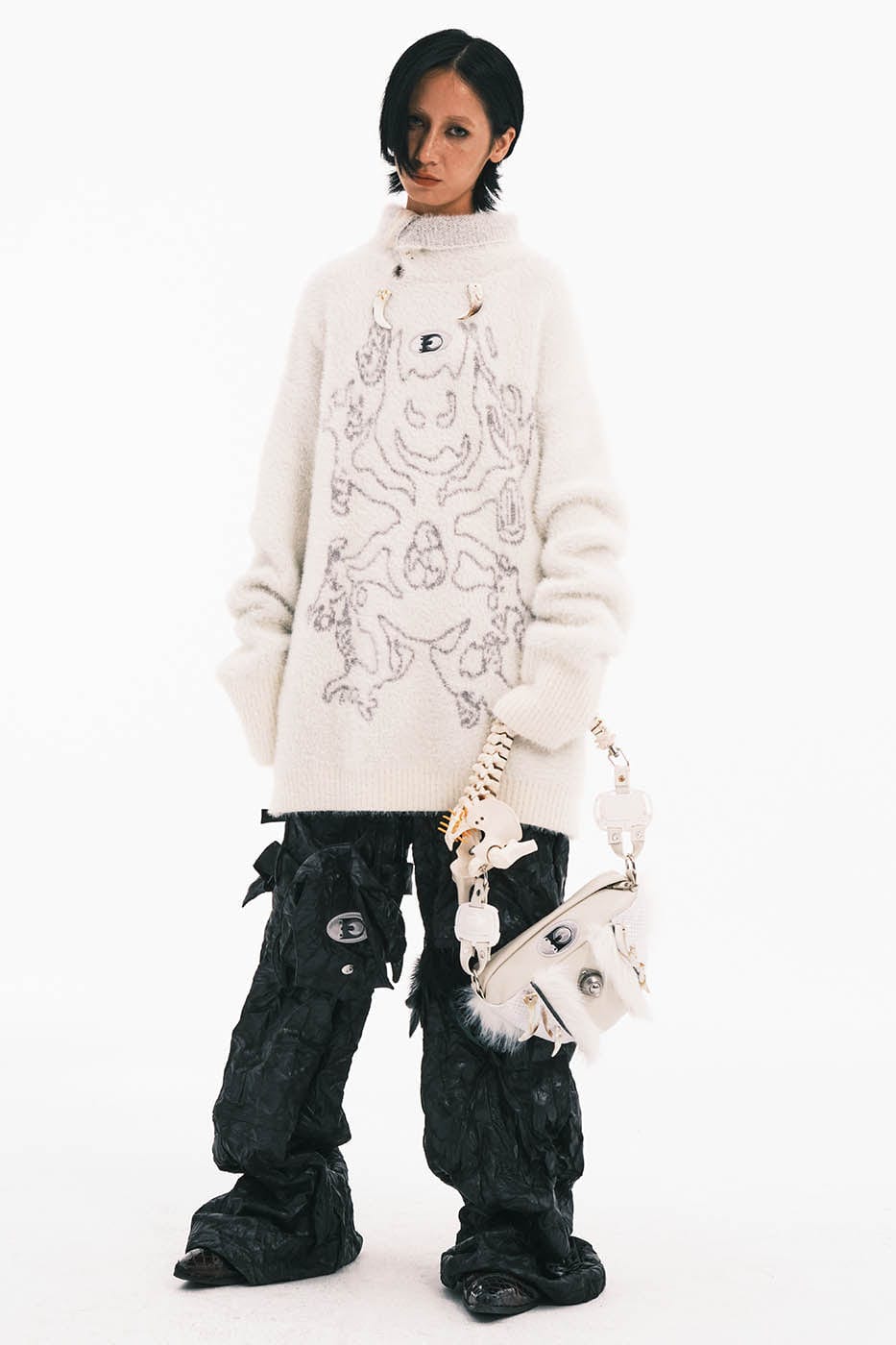 Sac en fourrure inspiré des squelettes -  sac à main - Sac à main en fausse fourrure inspiré des squelettes