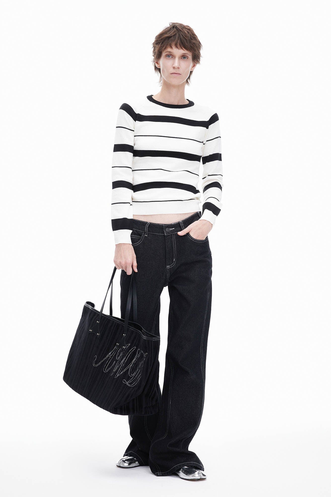 Sac en velours côtelé et cuir élégant -  sac avec poche intérieure - Sac fourre-tout en velours côtelé et cuir élégant