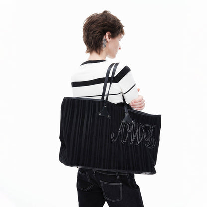 Sac en velours côtelé et cuir élégant - sac à main élégant - Sac fourre-tout en velours côtelé et cuir élégant