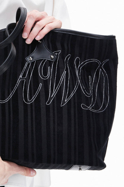 Sac en velours côtelé et cuir élégant - sac à main élégant - Sac fourre-tout en velours côtelé et cuir élégant