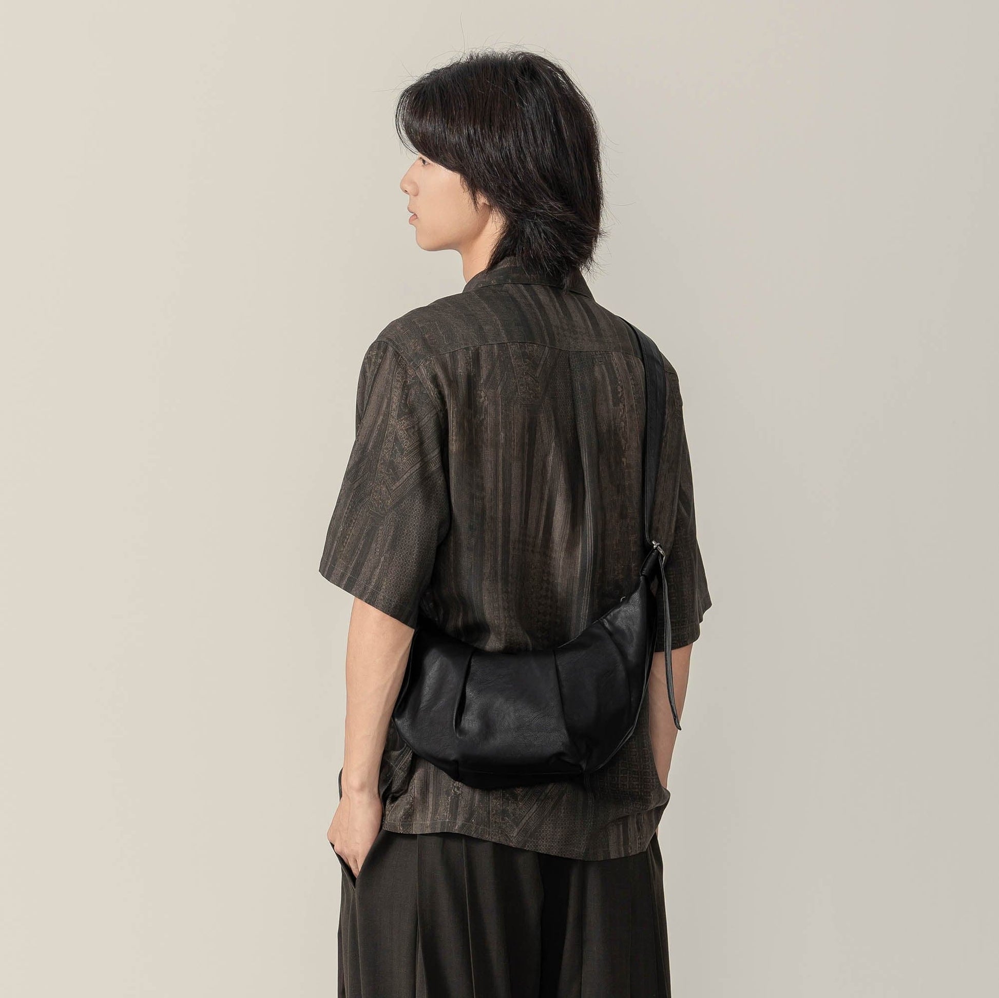 Sac fourre-tout en cuir ciré plissé élégant - sac cuir - Sac fourre-tout en cuir ciré plissé pour un style élégant