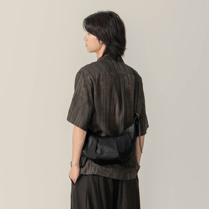 Sac fourre-tout en cuir ciré plissé élégant - sac cuir - Sac fourre-tout en cuir ciré plissé pour un style élégant