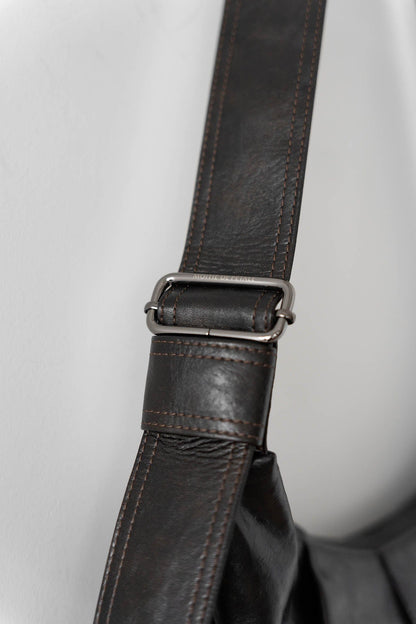 Sac fourre-tout en cuir ciré plissé élégant -  sac élégant - Sac fourre-tout en cuir ciré plissé pour un style élégant