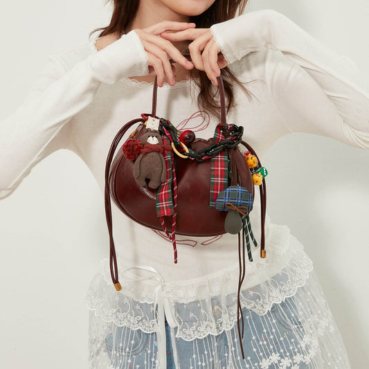 Sac Froncé Cerise Délice - sac en cuir synthétique - Sac Froncé Cerise Délice pour un style moderne et chic