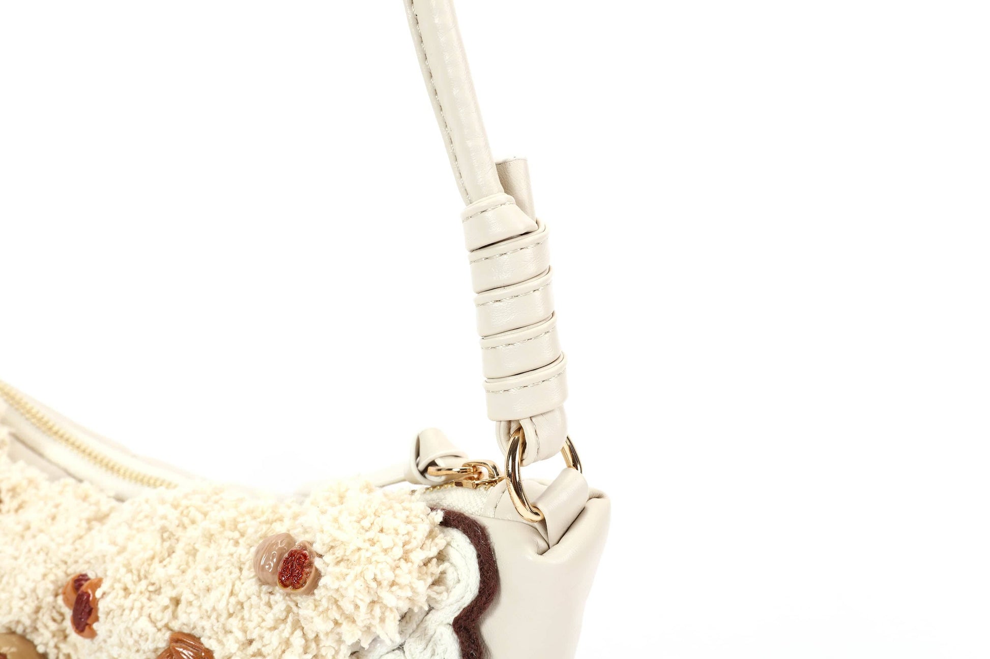 Sac à main croissant crème tendance -  bandoulière ajustable - Sac à main croissant crème élégant et pratique