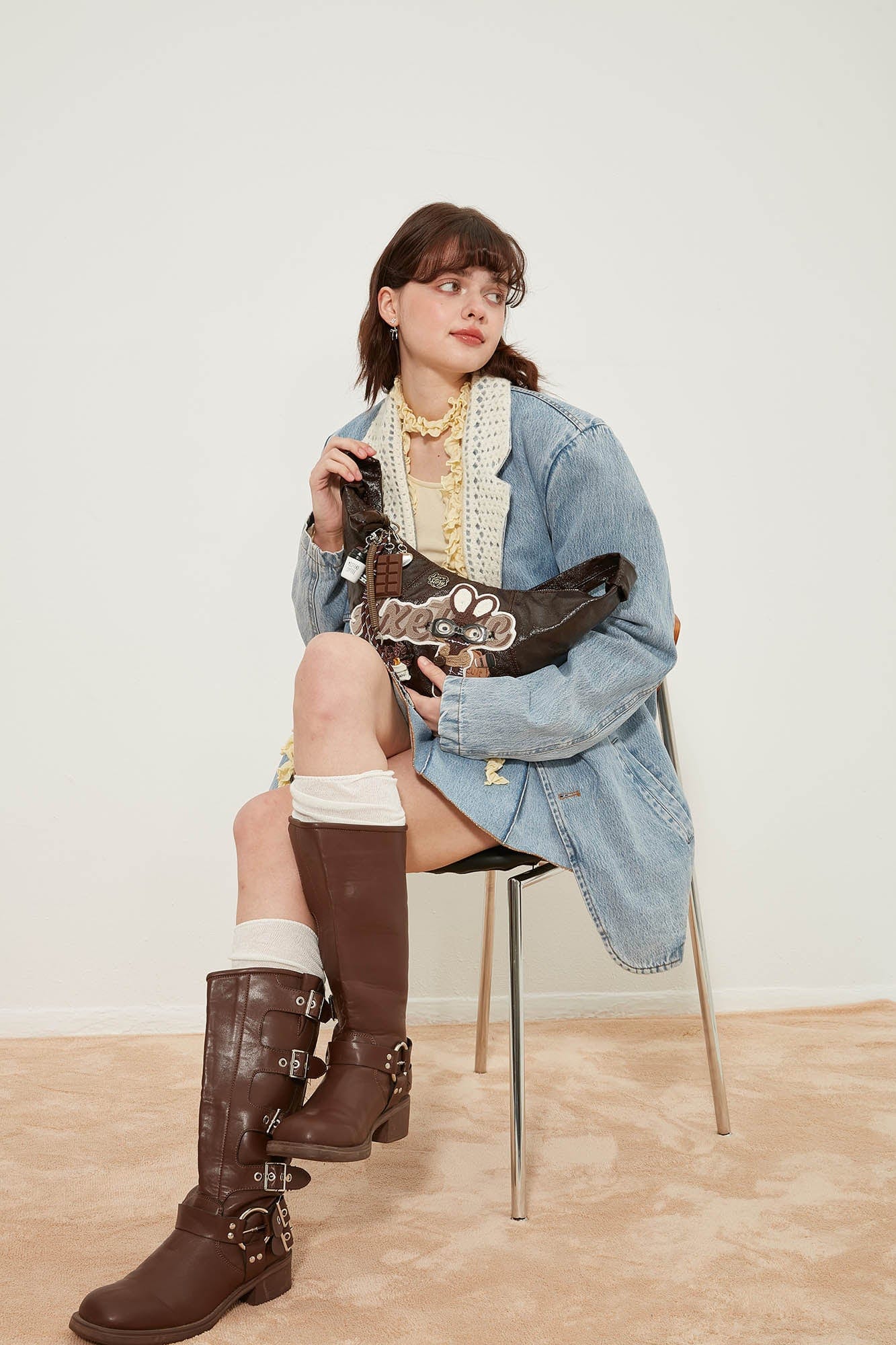 Sac Tote Croissant Lapin Fantaisiste -  croissant - Sac Tote en Croissant avec Détails de Café