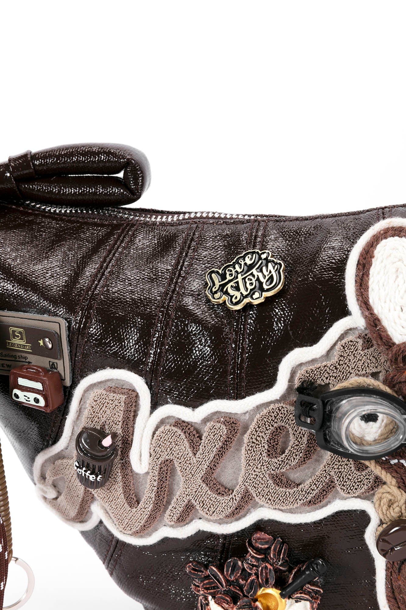 Sac Tote Croissant Lapin Fantaisiste -  lapin - Sac Tote en Croissant avec Détails de Café