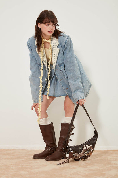 Sac Tote Croissant Lapin Fantaisiste -  lapin - Sac Tote en Croissant avec Détails de Café