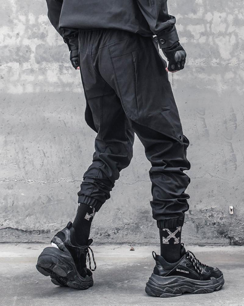 Pantalons Cargo Patchwork Noir Chic