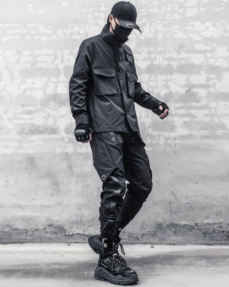 Pantalons Cargo Patchwork Noir Chic