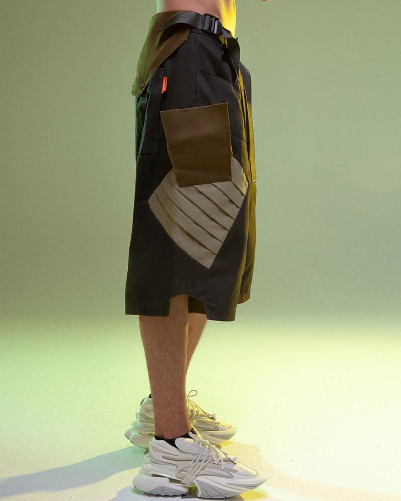 Shorts Cargo en Denim Lavé Futuristes -  style cyberpunk - Shorts Cargo en Denim Lavé pour un Style Futuriste