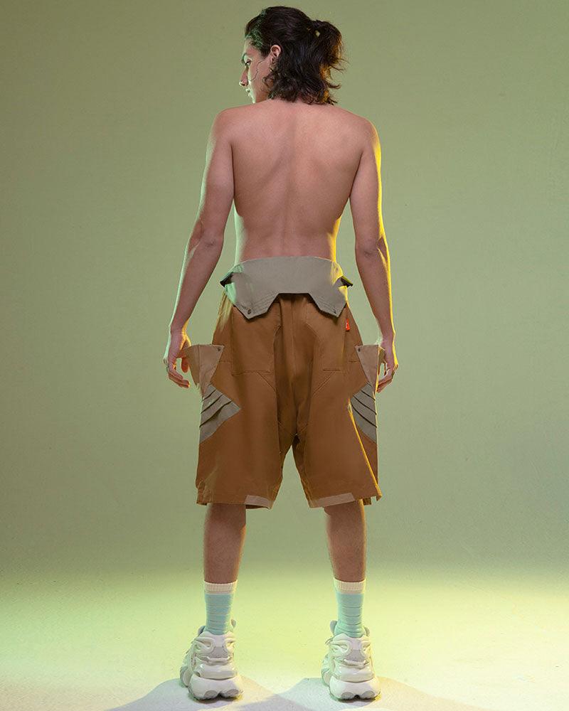 Shorts Cargo en Denim Lavé Futuristes -  vêtements légers - Shorts Cargo en Denim Lavé pour un Style Futuriste