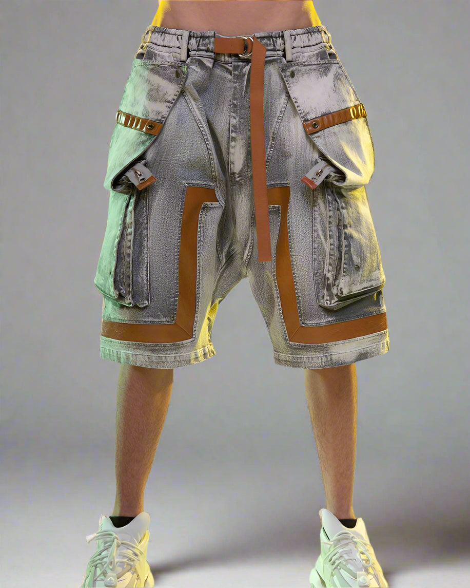 Shorts Cargo en Jean Futuristes -  confort été - Shorts Cargo en Jean Confortables pour l'Été