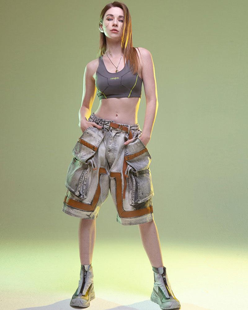 Shorts Cargo en Jean Futuristes -  mode estivale - Shorts Cargo en Jean Confortables pour l'Été