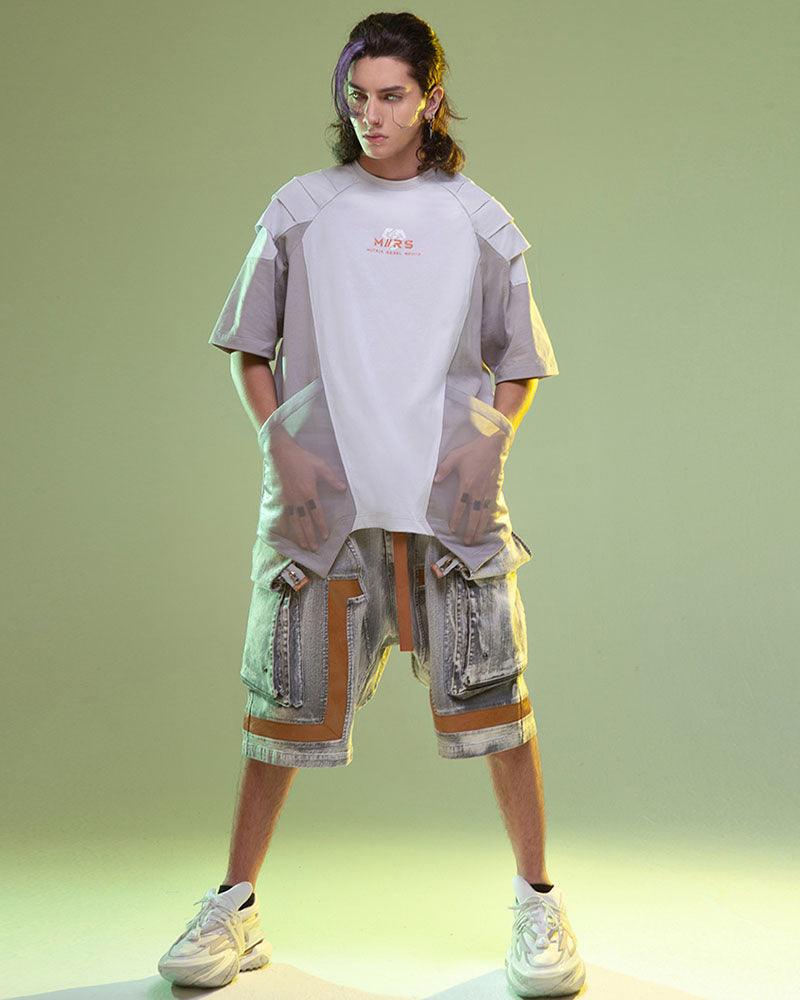 Shorts Cargo en Jean Futuristes -  vêtements techwear - Shorts Cargo en Jean Confortables pour l'Été