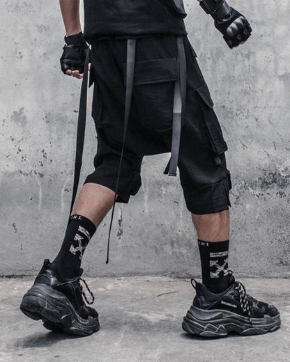 Shorts Cargo Longs Polyvalents -  mode techwear - Shorts Cargo Longs pour un Style Urbain et Fonctionnel