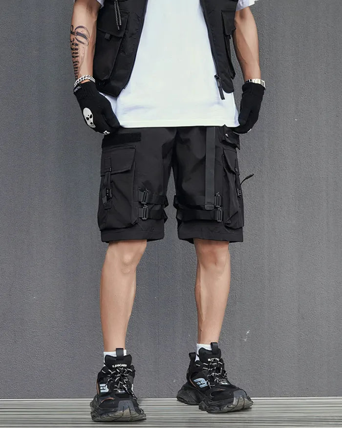 Shorts Cargo Noirs Chic - vêtements techwear - Shorts Cargo Noirs Chic pour un Style Urbain