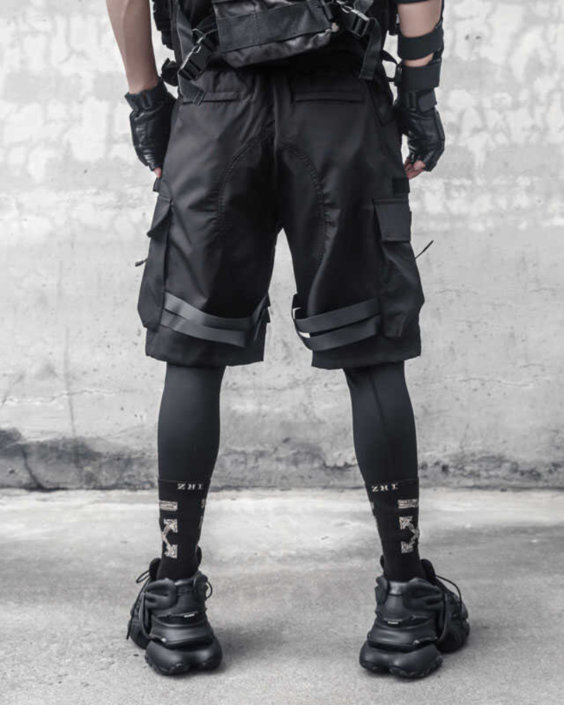 Shorts Cargo Noirs Toutes Saisons -  mode militaire - Shorts Cargo Noirs Confortables pour Une Utilisation Quotidienne