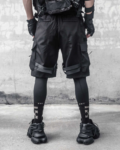 Shorts Cargo Noirs Toutes Saisons -  mode militaire - Shorts Cargo Noirs Confortables pour Une Utilisation Quotidienne