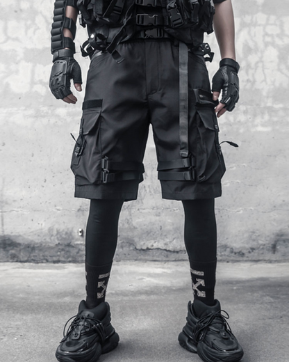 Shorts Cargo Noirs Toutes Saisons - vêtements techwear - Shorts Cargo Noirs Confortables pour Une Utilisation Quotidienne