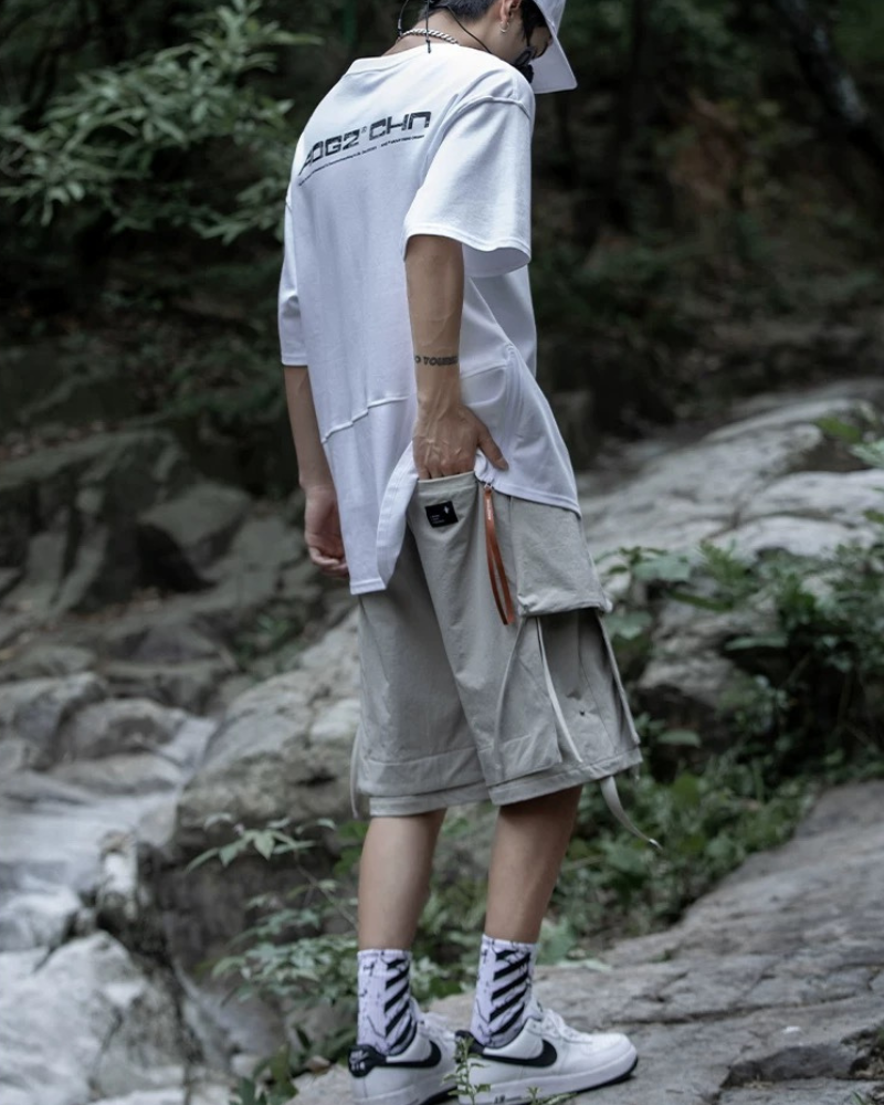 Shorts Cargo à Poches Multifonctionnels -  streetwear - Shorts Cargo Multifonctionnels avec Poches Détachables