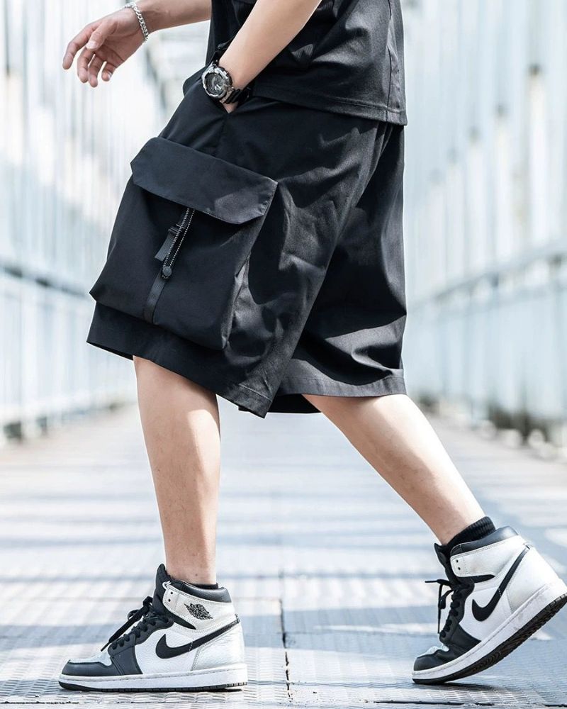 Shorts Cargo Poches Polyvalents -  noir - Shorts Cargo Polyvalents pour Aventures Urbaines