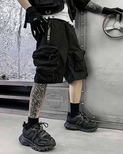 Shorts à Dos de Transport Polyvalents -  mode futuriste - Shorts Cargo Techwear : Style Urbain et Fonctionnalité