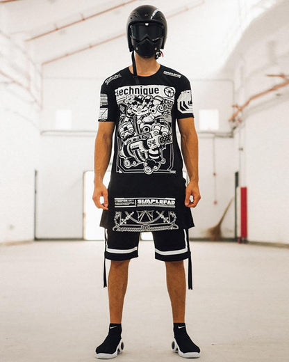 Shorts Rocker Cyberpunk Édgy -  cyberpunk - Shorts punk cyber pour un style edgy et moderne