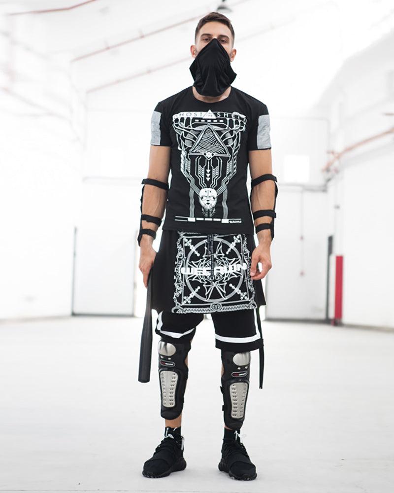 Shorts Rocker Cyberpunk Édgy -  mode futuriste - Shorts punk cyber pour un style edgy et moderne