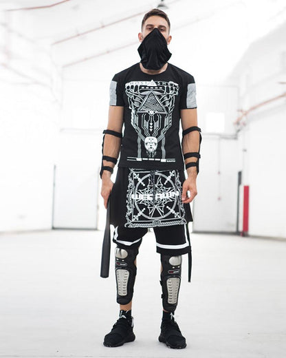 Shorts Rocker Cyberpunk Édgy -  mode futuriste - Shorts punk cyber pour un style edgy et moderne
