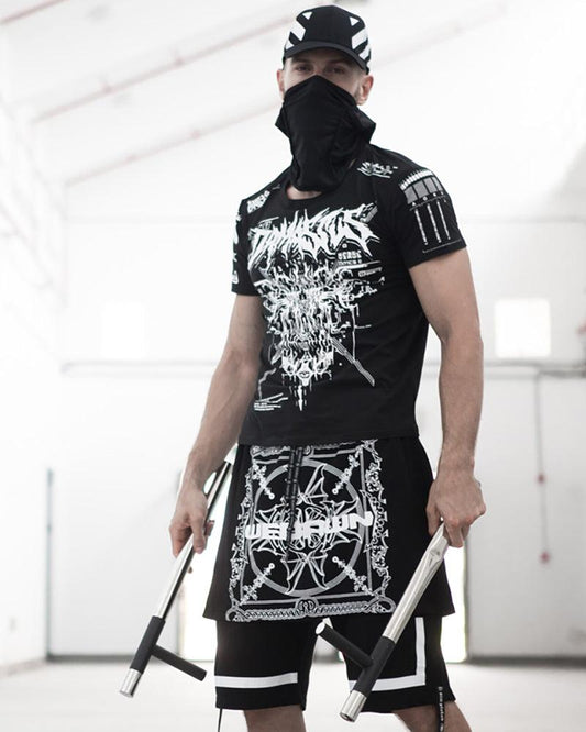 Shorts Rocker Cyberpunk Édgy - shorts techwear - Shorts punk cyber pour un style edgy et moderne