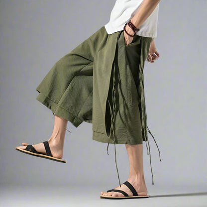 Shorts Urbains Superposés et Stylés -  pantalons hakama - Shorts Urbains Superposés pour un Style Décontracté