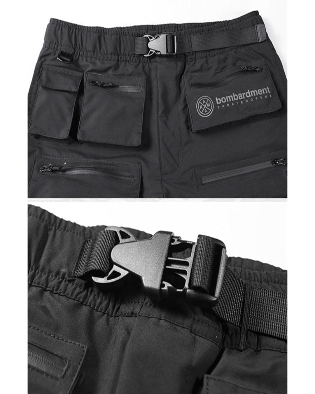 Shorts Utilitaires Urbains Polyvalents -  pantalons noirs - Shorts Utilitaires Urbains en Noir pour Actifs