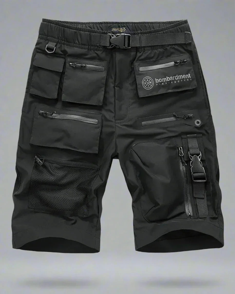 Shorts Utilitaires Urbains Polyvalents - shorts pour aventures urbaines - Shorts Utilitaires Urbains en Noir pour Actifs