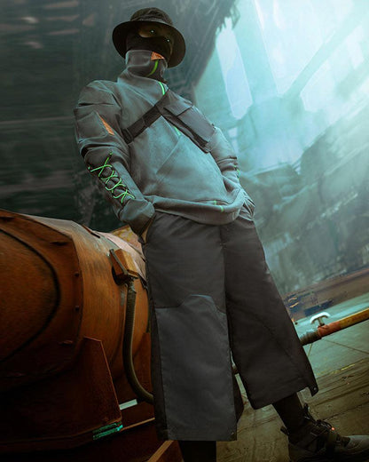 Hoodie Col Roulé en Suède Futuriste