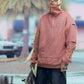 Hoodie Col Roulé en Suède Futuriste