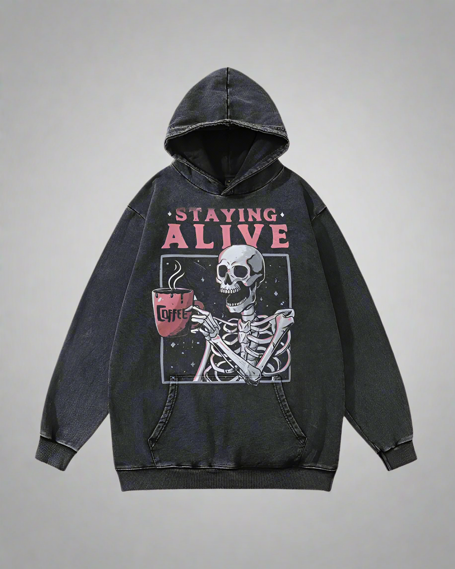 “Sweat à capuche graphique crâne tendance” -  mode streetwear - Sweat à capuche graphique crâne élégant et tendance