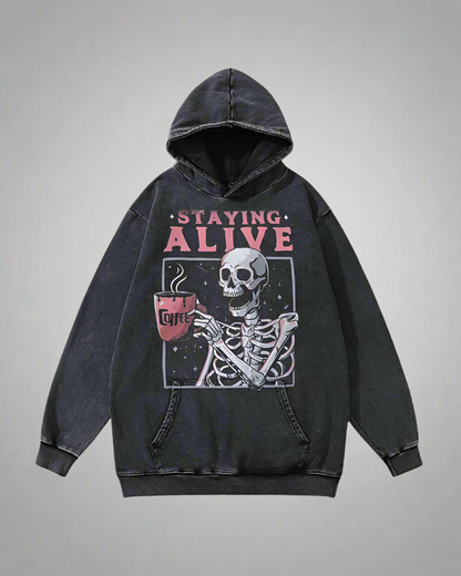“Sweat à capuche graphique crâne tendance” -  mode streetwear - Sweat à capuche graphique crâne élégant et tendance