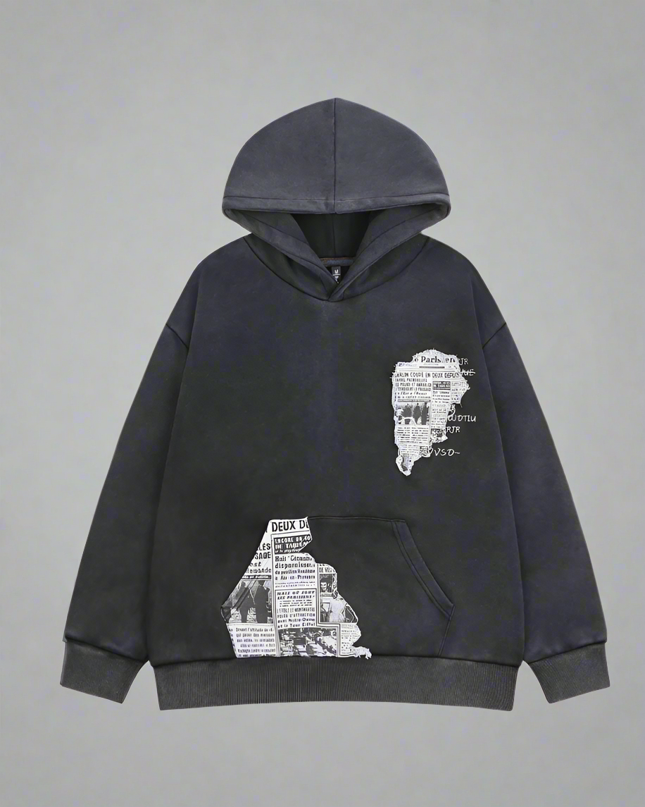 “Sweat à capuche graphique crâne tendance” - sweat urbain - Sweat à capuche graphique crâne élégant et tendance