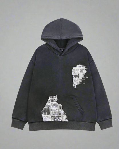 “Sweat à capuche graphique crâne tendance” - sweat urbain - Sweat à capuche graphique crâne élégant et tendance