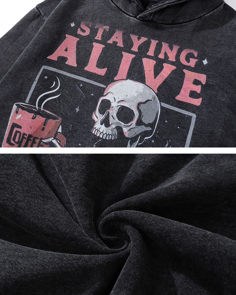 “Sweat à capuche graphique crâne tendance” -  techwear - Sweat à capuche graphique crâne élégant et tendance