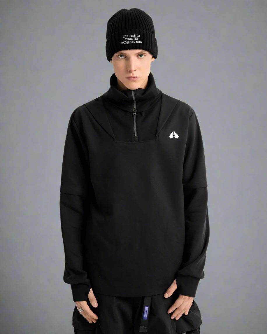 Sweat à Capuche Haut Col Toutes Saisons -  sweat en coton et polyester - Sweat à Capuche Haut Col Confortable pour le Plein Air