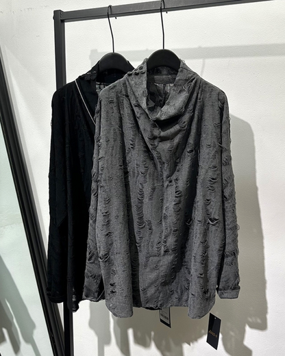 Sweat à Col Montant Chic Effet Usé -  col montant - Sweat à Col Montant Chic au Style Usé et Confortable