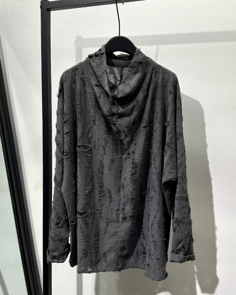 Sweat à Col Montant Chic Effet Usé -  streetwear - Sweat à Col Montant Chic au Style Usé et Confortable